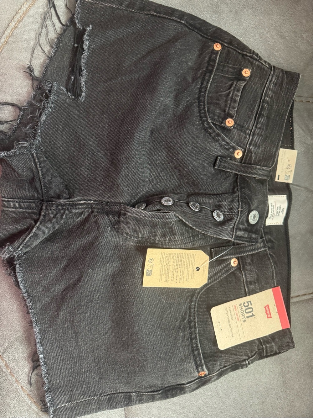 Levi's Black High-Rise 501 Button-Fly Denim Shorts